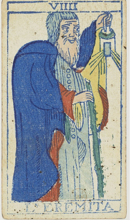 old drawing of the hermit tarot